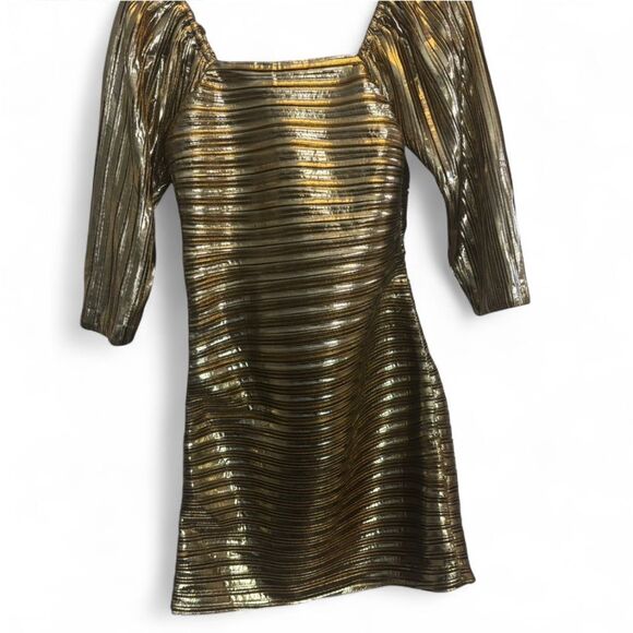 NWT LoveShackFancy Gold Mini Dress 6 - Picture 5 of 12